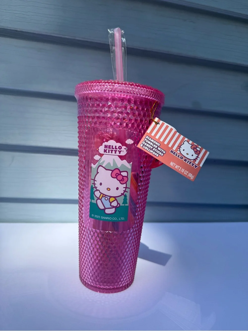 Hello Kitty Hot Pink Studded Tumbler with Straw